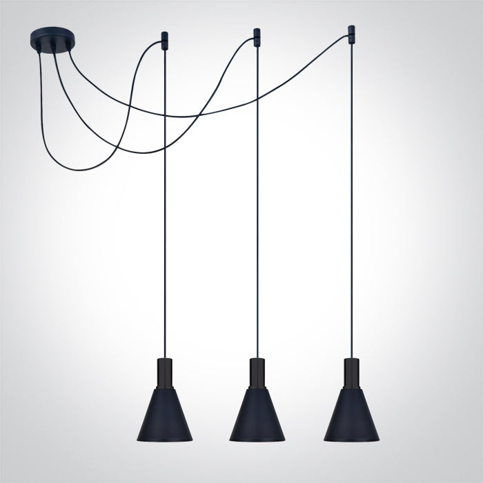 One Light 63122B/B BLACK WITH BLACK SHADE SPIDER LIGHT 10W 3xE27