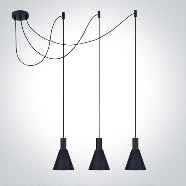 One Light 63122B/B BLACK WITH BLACK SHADE SPIDER LIGHT 10W 3xE27