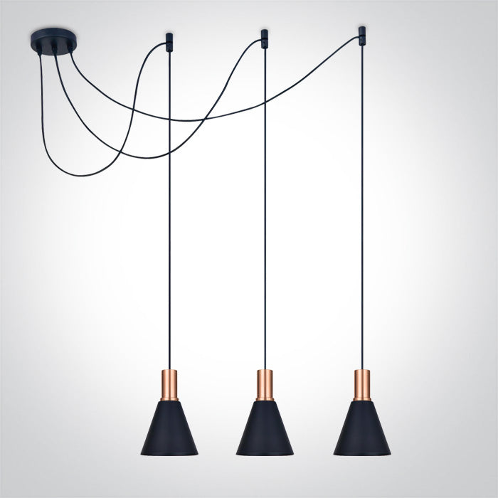 One Light 63122B/CU COPPER BLACK SPIDER LIGHT 10W 3xE27