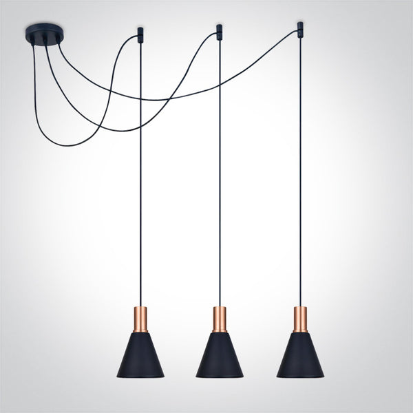 One Light 63122B/CU COPPER BLACK SPIDER LIGHT 10W 3xE27