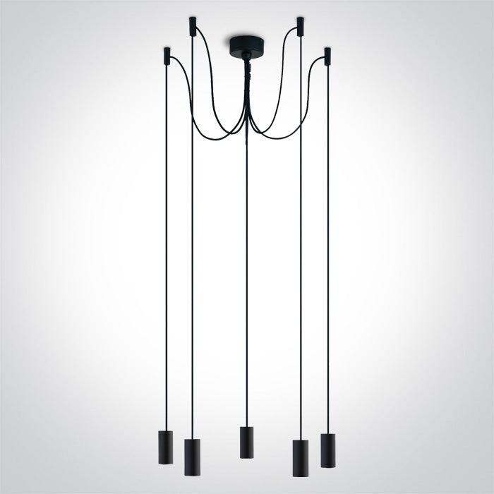 One Light 63124C/B BLACK SPIDER PENDANT LIGHT 20W 5xE27