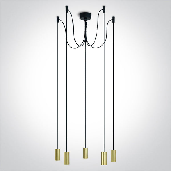 One Light 63124C/BBS BRUSHED BRASS SPIDER PENDANT 20W 5xE27