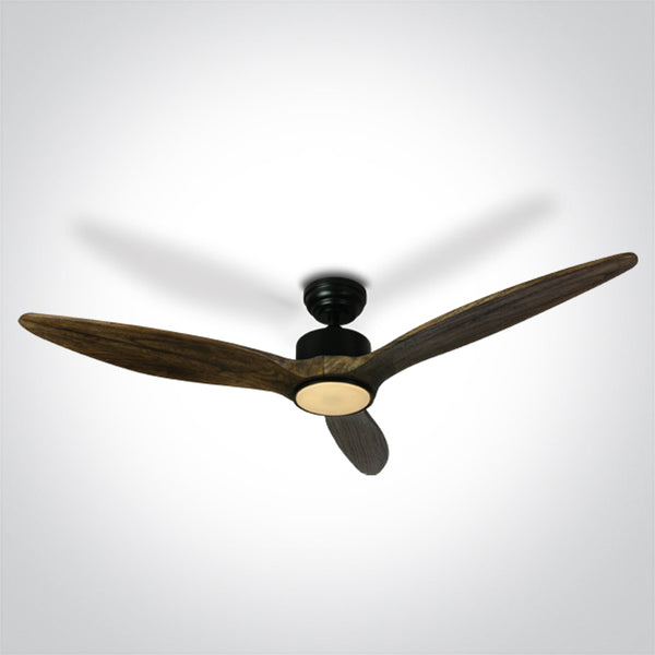 One Light 6312D/B/V DARK WOOD BLACK ROD FAN 25W LED 22W CCTV IP20 230V
