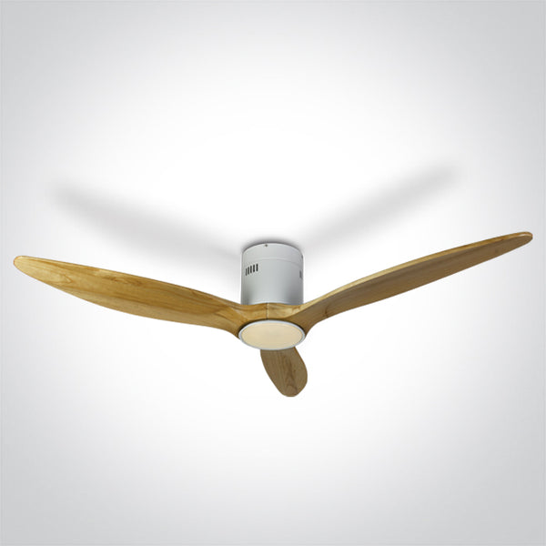 One Light 6312LC/W/V LIGHT WOOD WHITE CEILING FAN 25W LED 22W CCTV IP20 230v