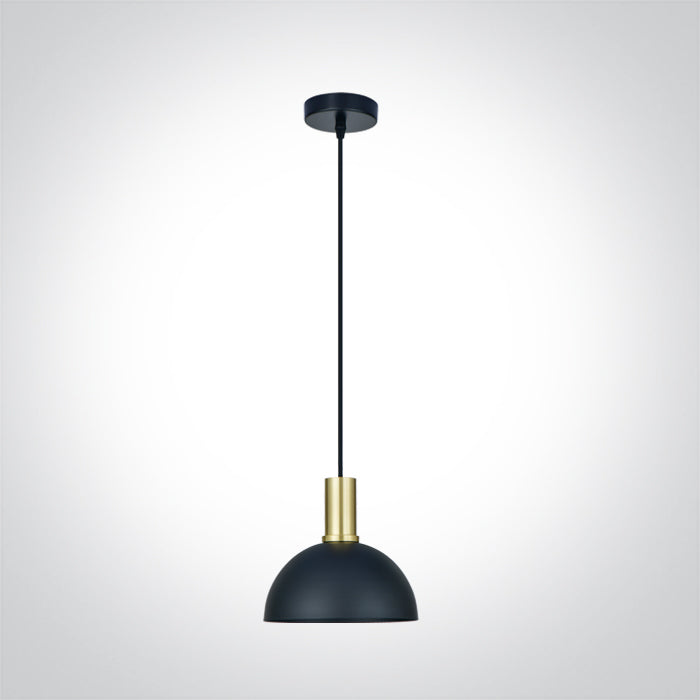 One Light 63140/BBS BRUSHED BRASS WITH BLACK SHADE 10W E27