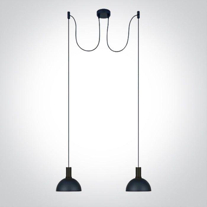 One Light 63140B/B BLACK SPIDER LIGHT WITH BLACK SHADE 10W 2xE27