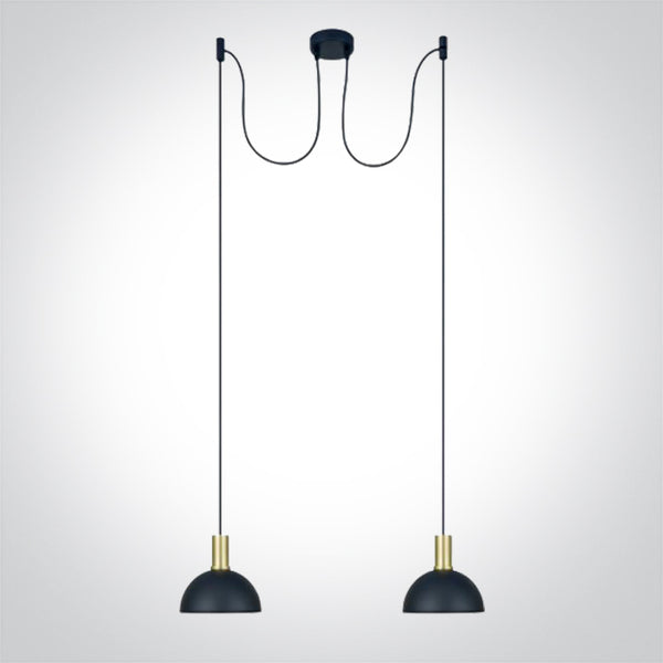 One Light 63140B/BBS SPIDER LIGHT BRUSHED BRASS WITH BLACK SHADE 10W 2xE27