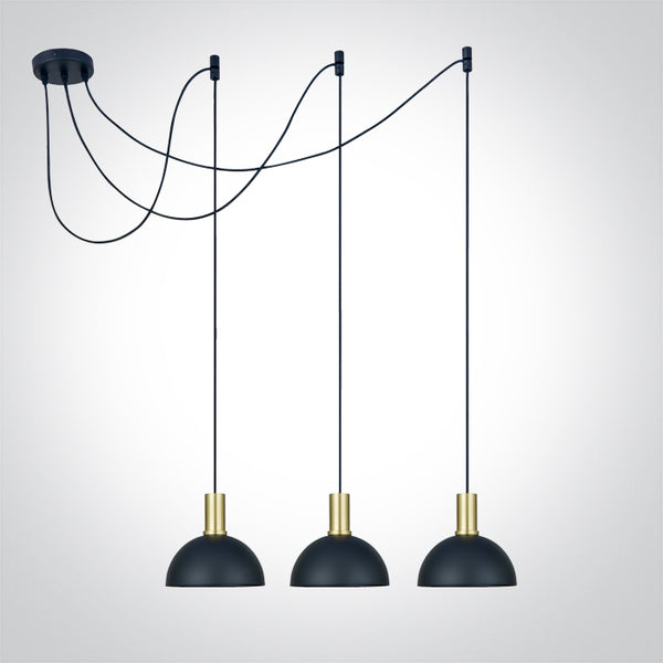 One Light 63140C/BBS SPIDER LIGHT BRUSHED BRASS WITH BLACK SHADE 10W 3xE27