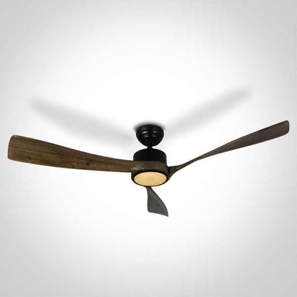 One Light 6314D/B/V DARK WOOD BLACK ROD FAN 40W LED 22W CCTV IP20 230V
