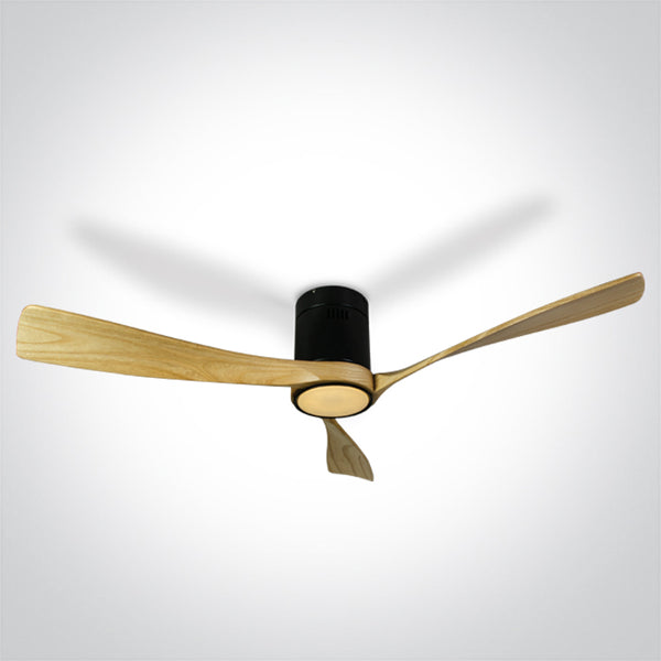One Light 6314LC/B/V LIGHT WOOD BLACK CEILING FAN 40W LED 22W CCTV IP20 230v