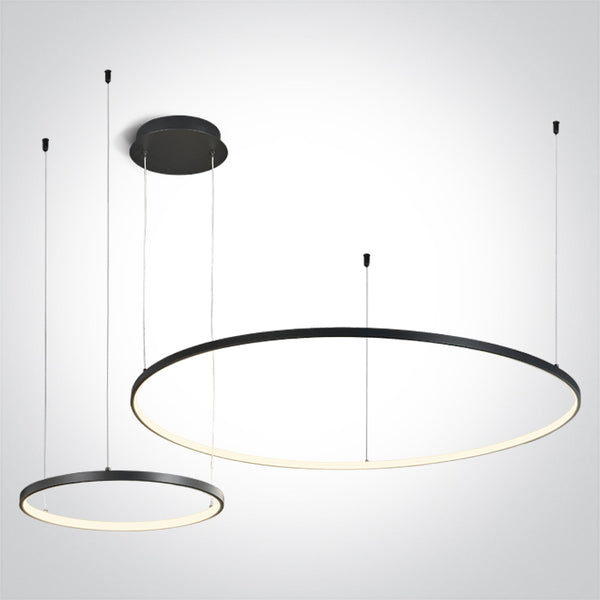 One Light 63150A/B/W BLACK 2x RINGS 40cm/100cm 65W WW IP20 230V DIMMABLE