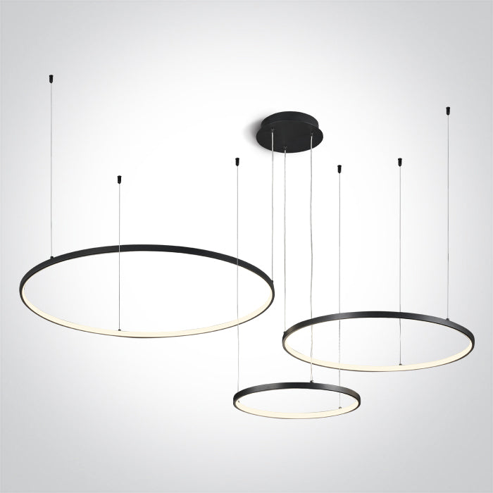 One Light 63150B/B/W BLACK 3x RINGS 40cm/60cm/80cm 65W WW IP20 230V DIMMABLE