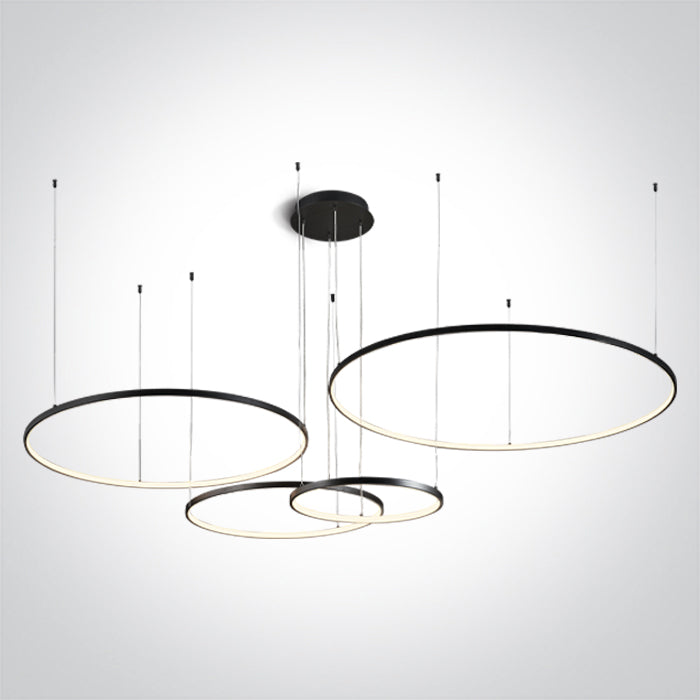 One Light 63150C/B/W BLACK 4x RINGS 40cm/60cm/80cm/100cm 100W WW IP20 230V DIMMABLE