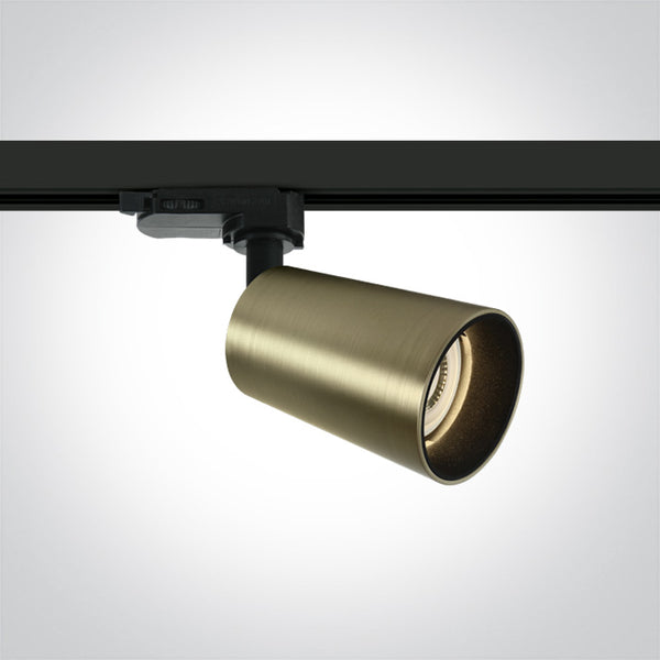 One Light 65105CT/BBS BRUSHED BRASS 10W GU10 TRACK SPOT 100-240V DARK LIGHT