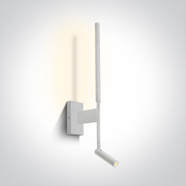 One Light 65144/W/W WHITE LED READING 3W + 6W BACK LIGHT WW WALL LAMP IP20 230v