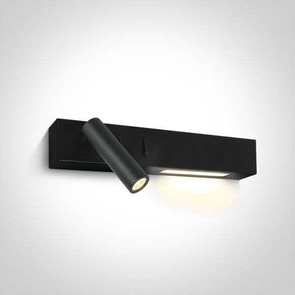 One Light 65146/B/W BLACK LED 3W + 6W WW WALL LAMP IP20 230v