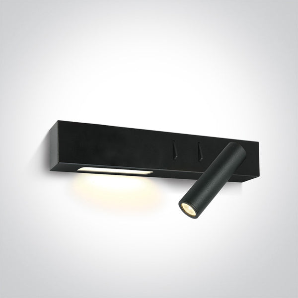 One Light 65146A/B/W BLACK 3W SPOT + 6W WW WALL LAMP IP20 230V