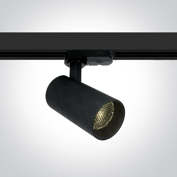 One Light 65524T/B/W BLACK COB LED 12w WW HONEYCOMB 36deg TRACKSPOT 230v DARK LIGHT