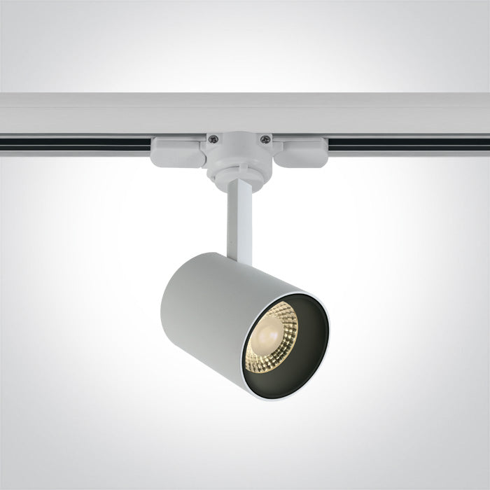 One Light 65646T/W/W WHITE COB LED 8w WW TRACK SPOT 36deg 230V DIMMABLE