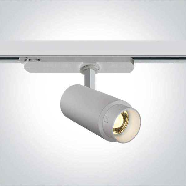 One Light 65650AT/W/W WHITE COB LED 15W WW TRACK SPOT 20-60deg ADJUSTABLE BEAM 230V