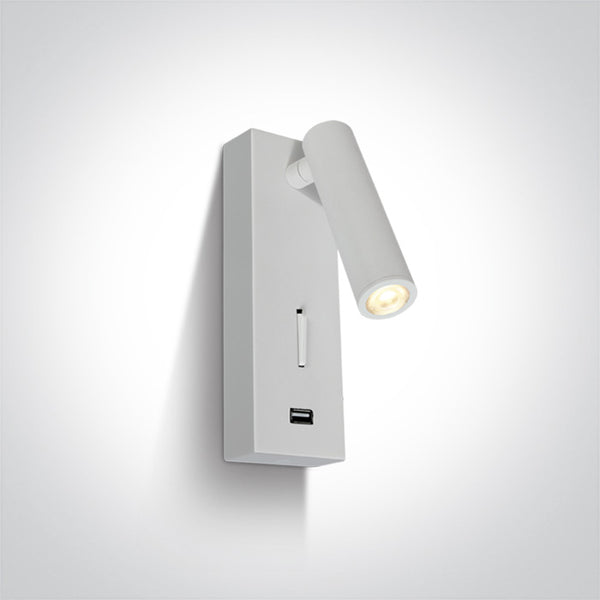 One Light 65746A/W/W WHITE LED 3W WW IP20 100-240V USB 2A