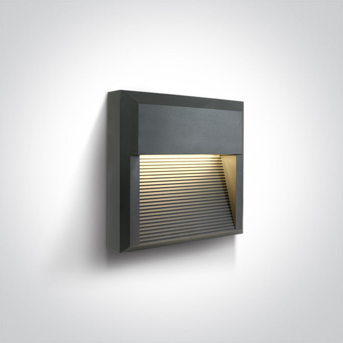 One Light 67430A/AN/W ANTHRACITE LED WALL LIGHT 8W WW DARK LIGHT IP65 230V