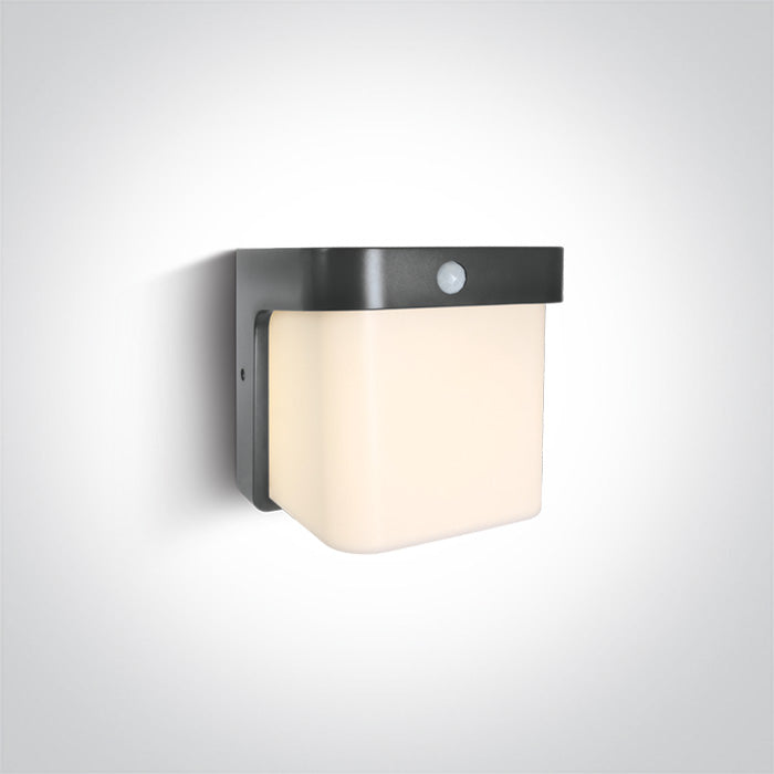 One Light 67492P/AN/W ANTHRACITE WALL LED SENSOR 12W WW IP54 230V