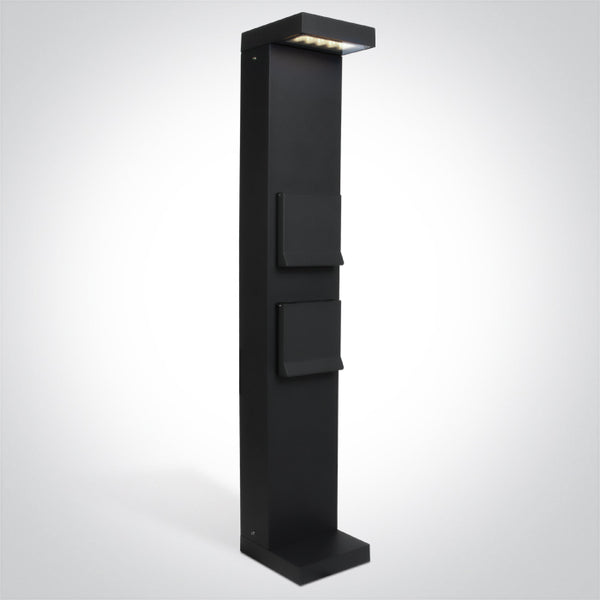 One Light 67508B/AN/C ANTHRACITE BOLLARD 70cm 8W CW IP65 230V 2x SCHUKO 1000w each