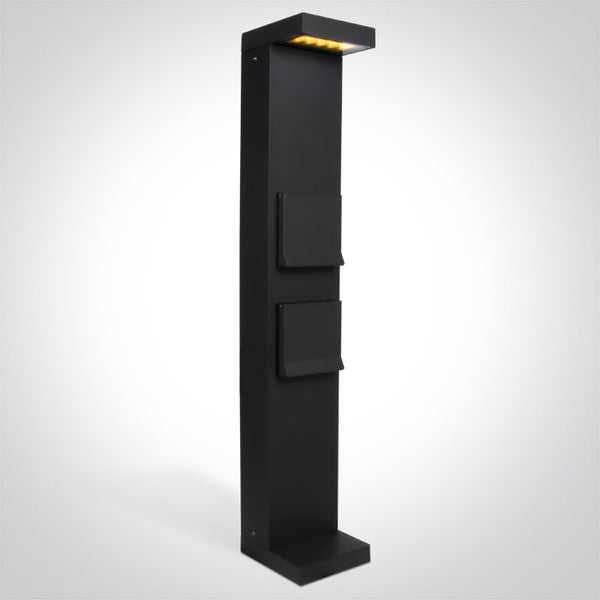 One Light 67508B/AN/W ANTHRACITE BOLLARD 70cm 8W WW IP65 230V 2x SCHUKO 1000w each