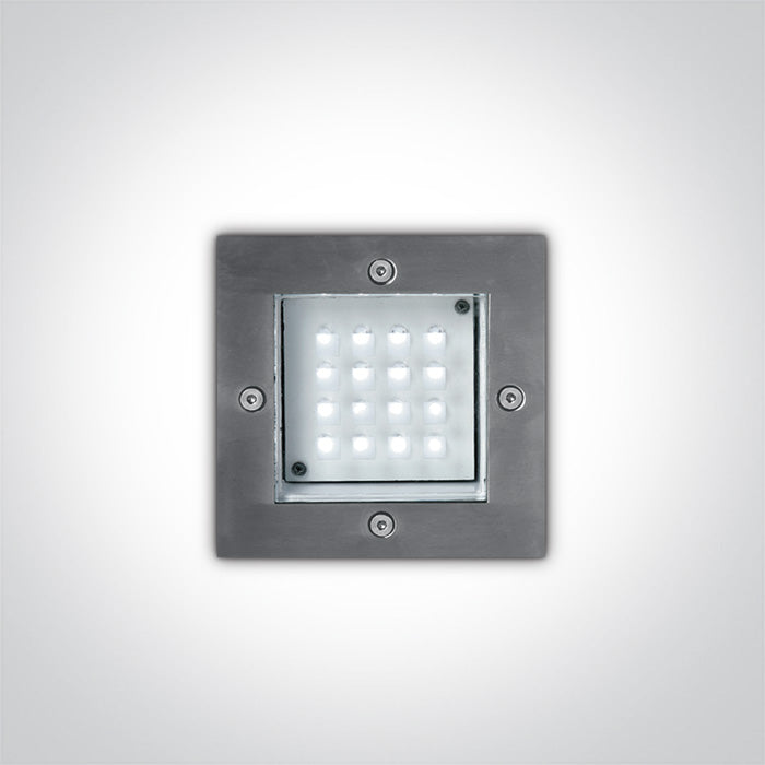 One Light 68001/R S/STEEL WALL RECESSED RED 1,6w IP54 230v