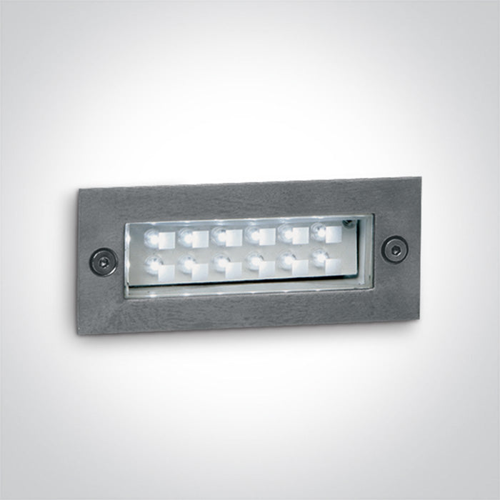 One Light 68002/R S/STEEL WALL RECESSED RED 1,2w IP54 230v