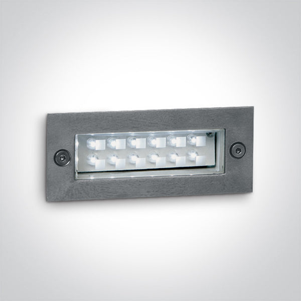 One Light 68002/R S/STEEL WALL RECESSED RED 1,2w IP54 230v