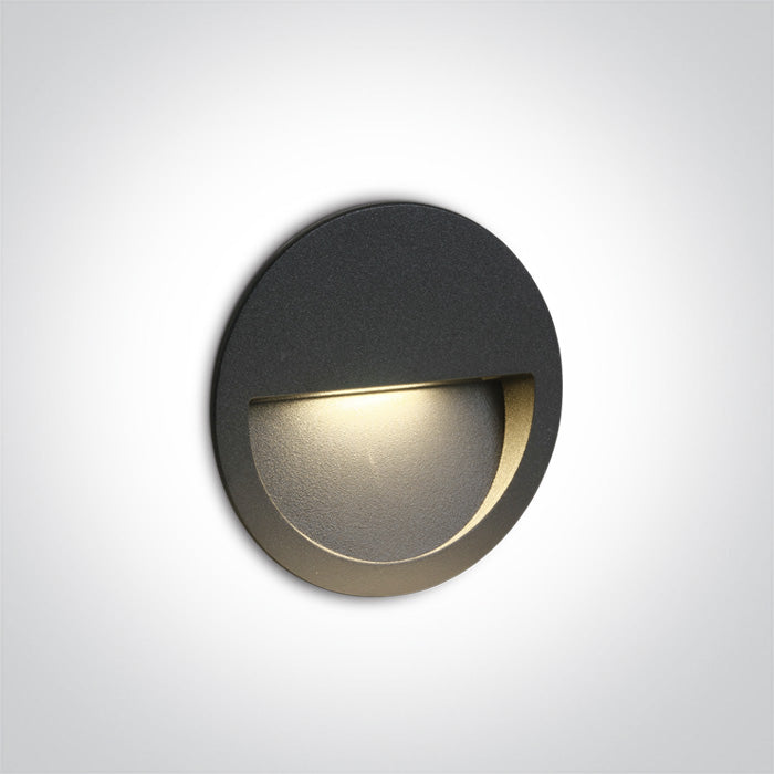 One Light 68068/AN/W ANTHRACITE WALL RECESSED LED 3W IP65 DARK LIGHT 100-240V