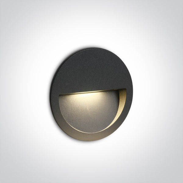 One Light 68068/AN/W ANTHRACITE WALL RECESSED LED 3W IP65 DARK LIGHT 100-240V