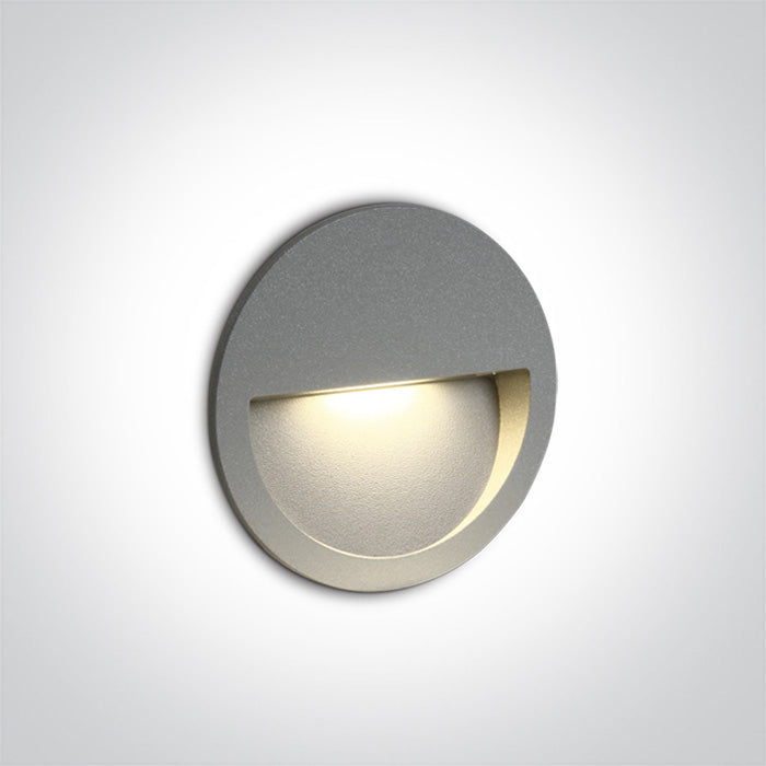 One Light 68068/G/W GREY WALL RECESSED LED 3W IP65 DARK LIGHT 100-240V