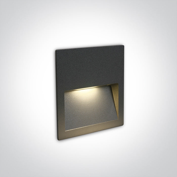 One Light 68068A/AN/W ANTHRACITE WALL RECESSED LED 4W IP65 DARK LIGHT 100-240V