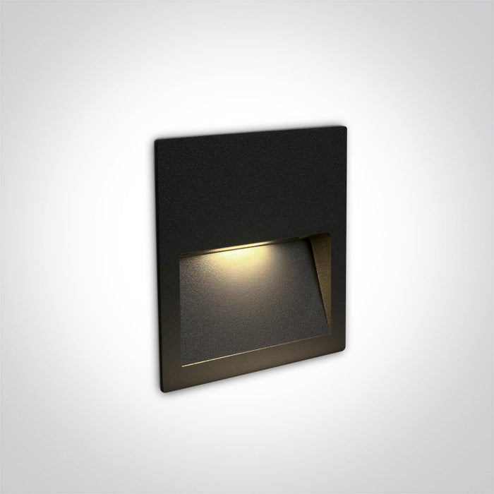 One Light 68068A/B/W BLACK WALL RECESSED LED 4W IP65 DARK LIGHT 100-240V