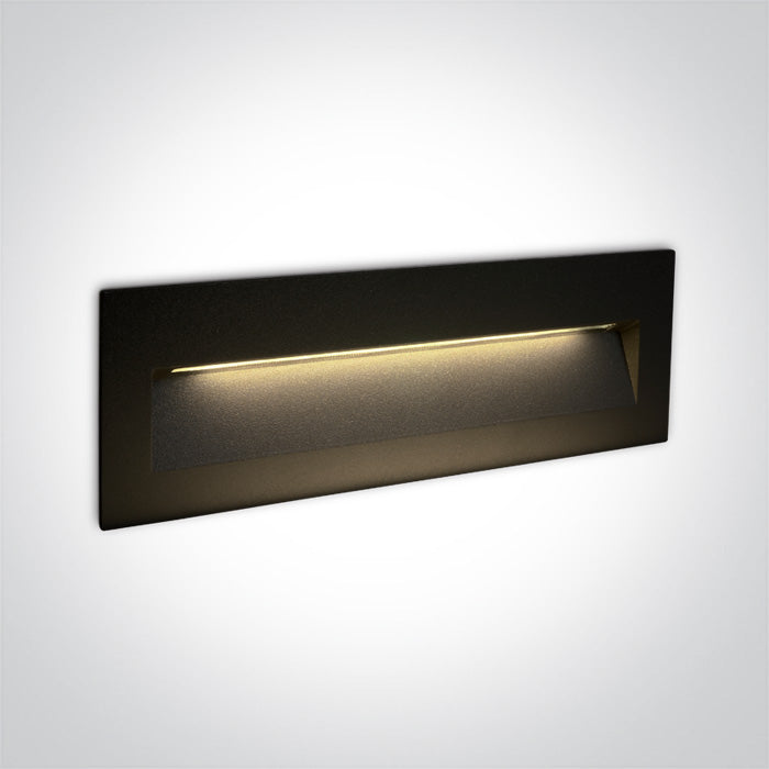One Light 68068C/B/W BLACK WALL RECESSED LED 6W IP65 DARK LIGHT 100-240V