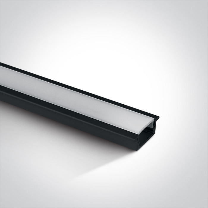 One Light 7902R/B BLACK RECESSED PROFILE 2m + PC opal diffuser