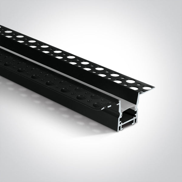 One Light 7903TR/B BLACK TRIMLESS PROFILE 2m FOR 12mm STRIPS + PC Opal DIFFUSER DARK LIGHT