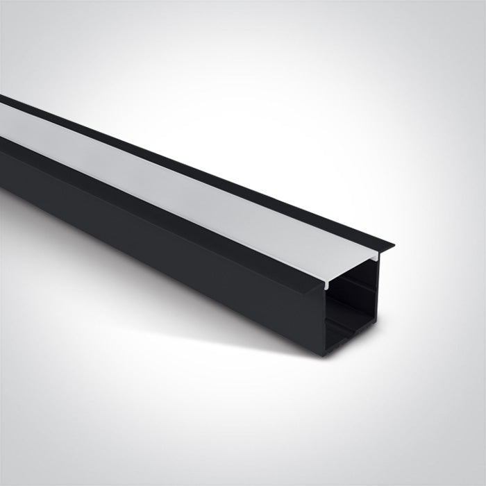 One Light 7910R/B/B BLACK RECESSED PROFILE 2m + BLACK PC diffuser