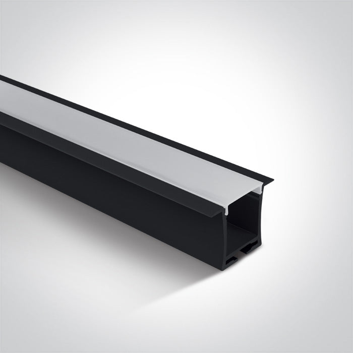 One Light 7912R/B BLACK RECESSED PROFILE 2m + PC opal diffuser