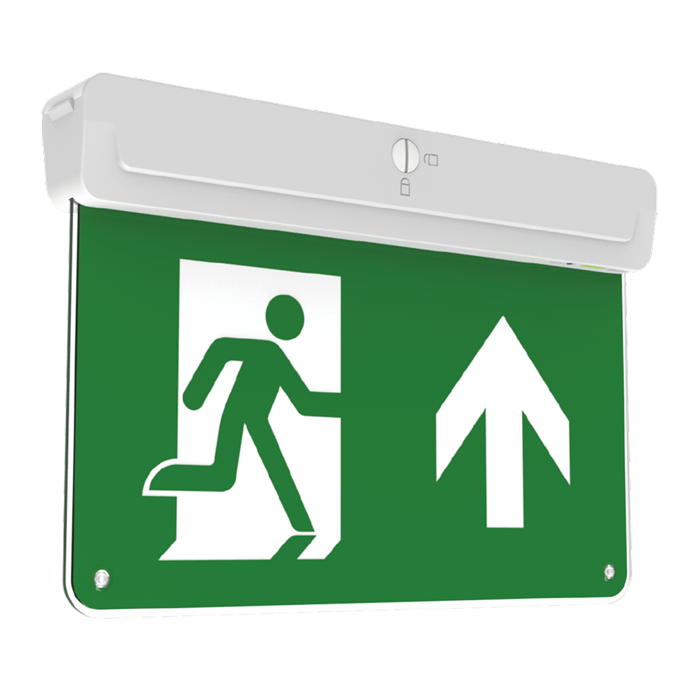 Athena M/NM EM Multi Exit Sign 3Hr 30m Selectable Self/Manual Test & Up Legend
