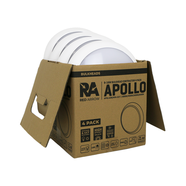 Red Arrow APOL16W/4PK-CCT Apollo Bulkhead Wht 4pc Contractor Pack 9/12/16W 3CCT 3/4/6K