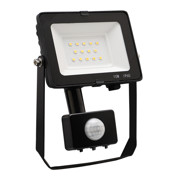 Comet Floodlight 10W 1000lm c/w PIR 4000K IP65 Black
