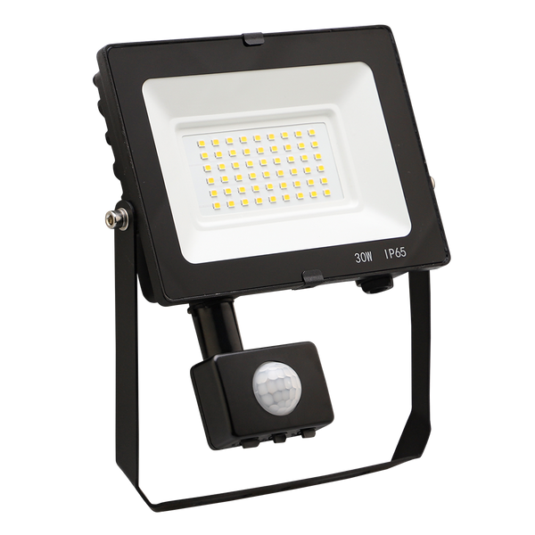 Comet Floodlight 30W 3000lm c/w PIR 4000K IP65 Black