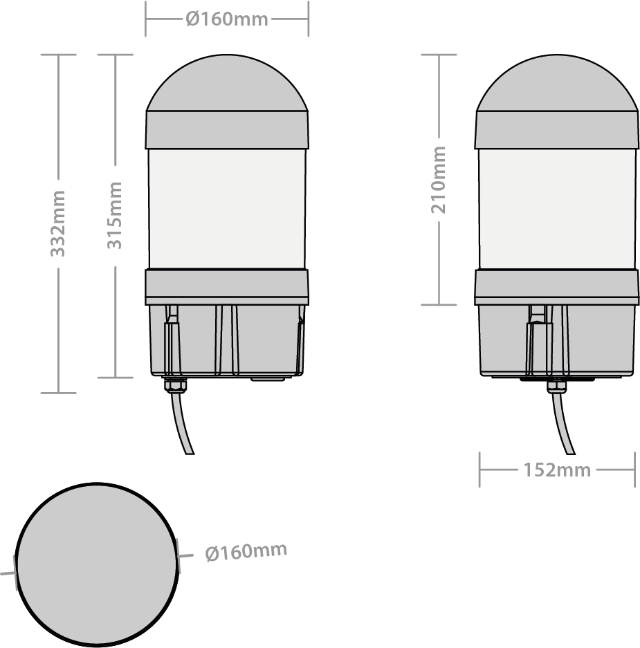 Guard Bollard Dome Head Louvre Anthracite 24W 2CCT