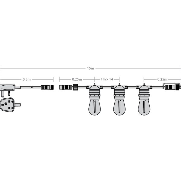 Outdoor Festoon Kit 15m (Includes Lamps)