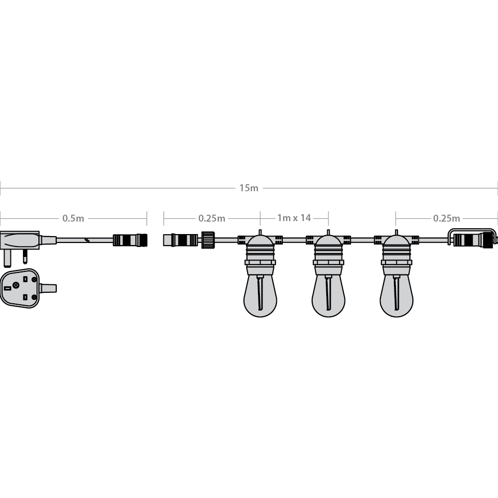 Red Arrow OFK/15M Outdoor Festoon Kit 15m (Includes Lamps)