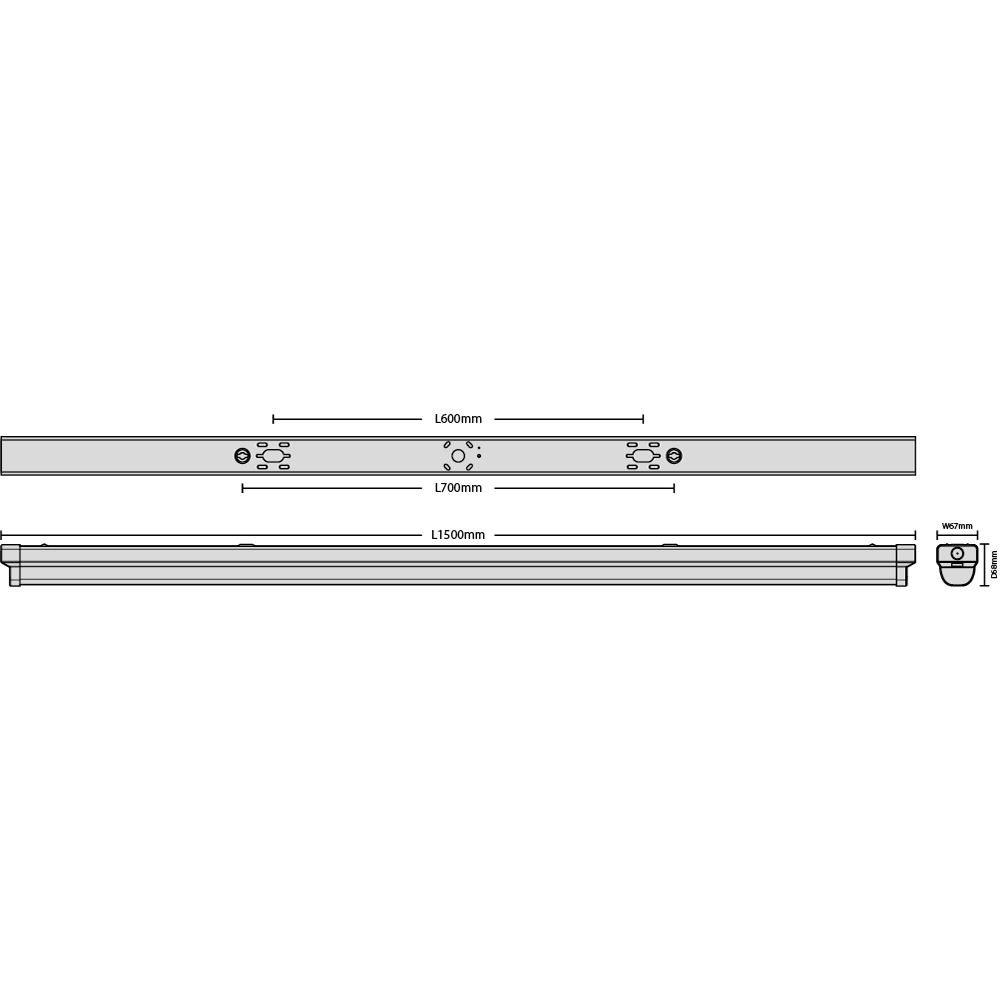Sabre Pro Batten 1500mm Osram driver 4000K 3HR EM